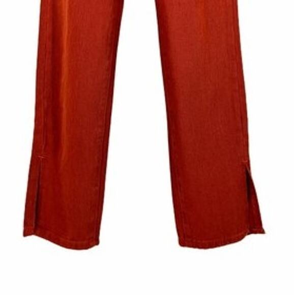 Pretty Little Thing Rust Split Hem High Rise Jeans in Rust Size 00 Petite - Picture 3 of 11